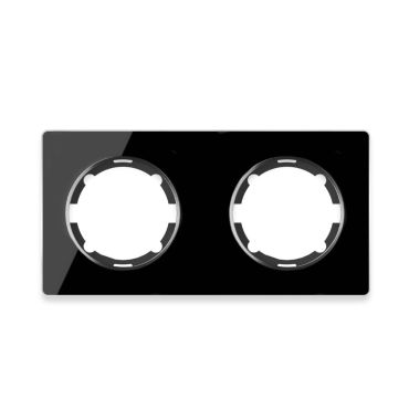 Glas-Abdeckrahmen für Lichtschalter, Steckdose 2fach, waagerecht, Unterputz, Serie: Garda, schwarz
