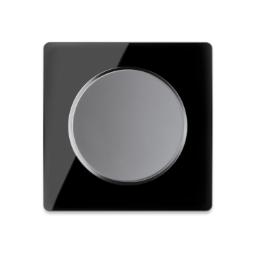Lichtschalter grau mit Glass-Abdeckrahmen schwarz