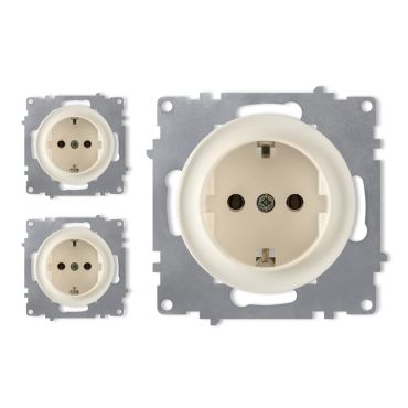 3x Schuko-Steckdosen Set - beige
