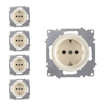 5x Schuko-Steckdosen Set - beige
