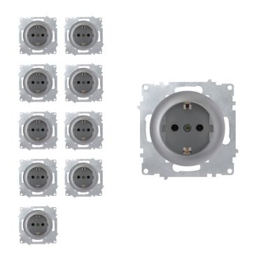 10x Schuko-Steckdosen Set - grau