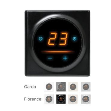 Raumthermostat OneKeyElectro 25 WIFI Touch mit Florence Abdeckrahme - schwarz