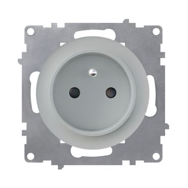 Schuko-Steckdose mit Erdungsstift, E-Typ, Erdung, 230V/16A, ohne Rahmen, grau