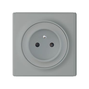 Prise de courant avec terre 16A – ensemble complet – cadre de finition plastique – série Florence – gris