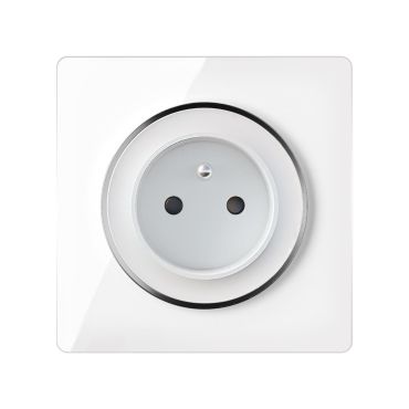 Schuko-Steckdose E-Typ mit Garda Glass-Abdeckrahme, weiß