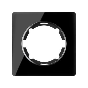 Schuko-Steckdose E-Typ mit Garda Glass-Abdeckrahme, schwarz