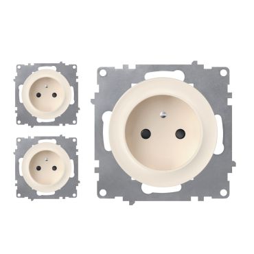 3x Schuko-Steckdosen Set, E-Typ - beige