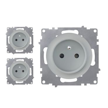 3x Schuko-Steckdosen Set, E-Typ - grau