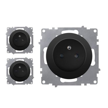 3x Schuko-Steckdosen Set, E-Typ - schwarz