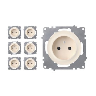 7x Schuko-Steckdosen Set, E-Typ - beige