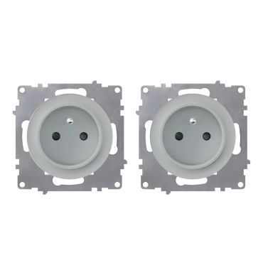 2x Schuko-Steckdosen Set, E-Typ - grau