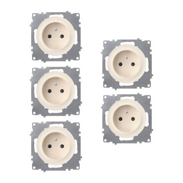 5x Schuko-Steckdosen Set, E-Typ - beige