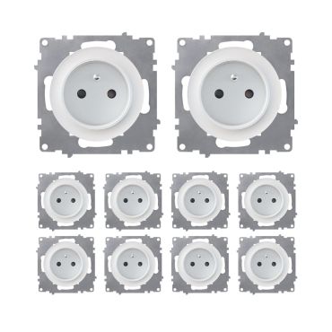 10x Schuko-Steckdosen Set, E-Typ - weiß