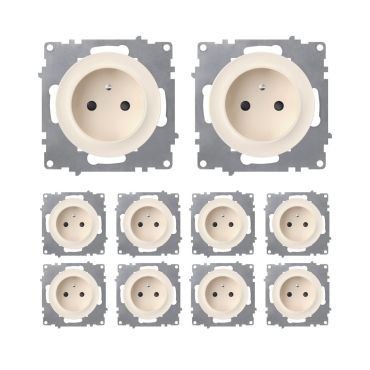 10x Schuko-Steckdosen Set, E-Typ - beige