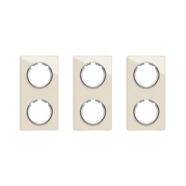 3х Garda Glas- Abdeckrahmen Set: Abdeckrahmen 2fach, senkrecht - beige