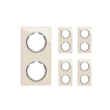 5х Garda Glas- Abdeckrahmen Set: Abdeckrahmen 2fach, senkrecht - beige