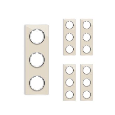 5х Garda Glas- Abdeckrahmen Set: Abdeckrahmen 3fach, senkrecht - beige