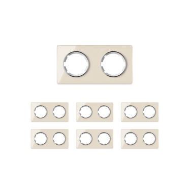 7х Garda Glas- Abdeckrahmen Set: Abdeckrahmen 2fach, waagerecht - beige