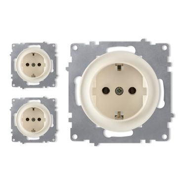 3x Schuko-Steckdosen Set - beige