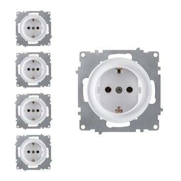 5x Schuko-Steckdosen Set - weiß