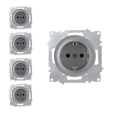 5x Schuko-Steckdosen Set - grau