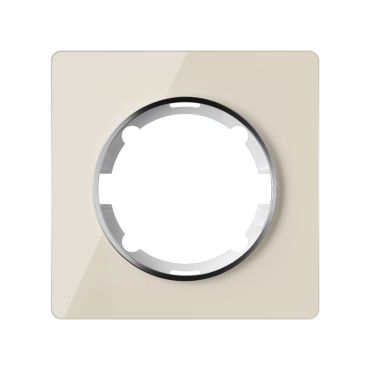 Schuko-Steckdose E-Typ mit Garda Glass-Abdeckrahme, beige