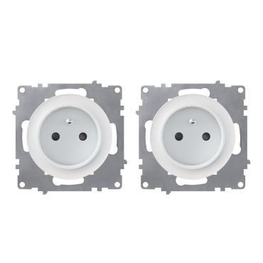 2x Schuko-Steckdosen Set, E-Typ - weiß