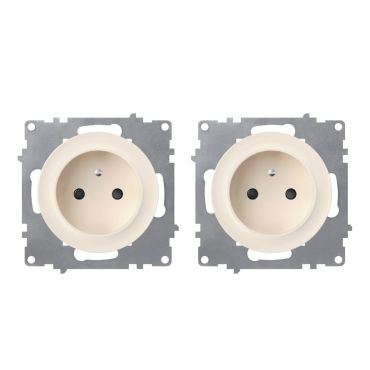 2x Schuko-Steckdosen Set, E-Typ - beige