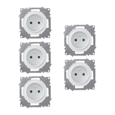 5x Schuko-Steckdosen Set, E-Typ - weiß