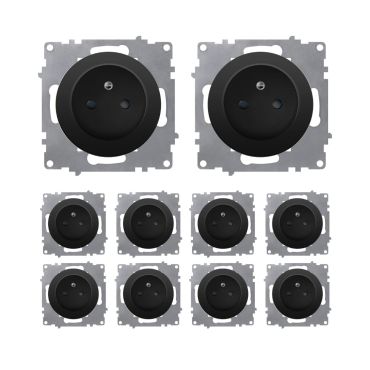 10x Schuko-Steckdosen Set, E-Typ - schwarz