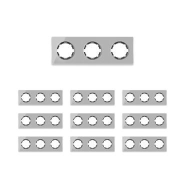 10х Garda Glas- Abdeckrahmen Set: Abdeckrahmen 3fach, waagerecht - grau