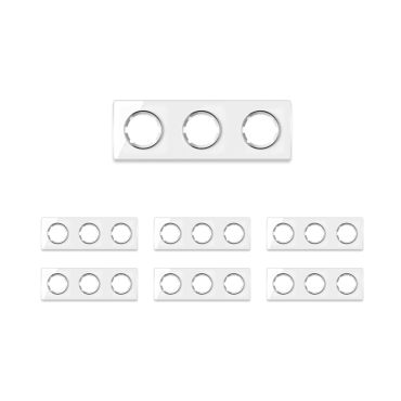 7х Garda Glas- Abdeckrahmen Set: Abdeckrahmen 3fach, waagerecht - weiß