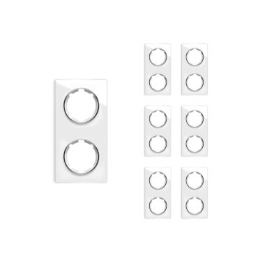 7х Garda Glas- Abdeckrahmen Set: Abdeckrahmen 2fach, senkrecht - weiß