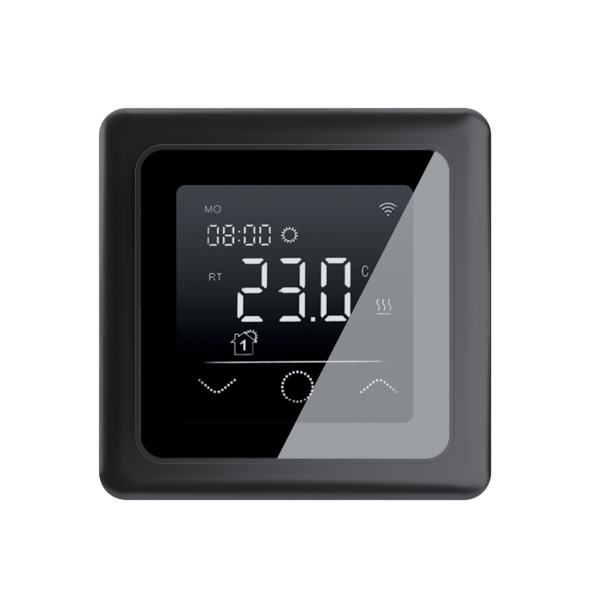 WARMON Design Touchscreen Temperaturregler, Thermostat TP 750  für elektronische Fußbodenheizung in Schwarz