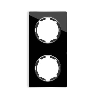 Glas-Abdeckrahmen für Lichtschalter, Steckdose 2fach, senkrecht, Unterputz, Serie: Garda, schwarz