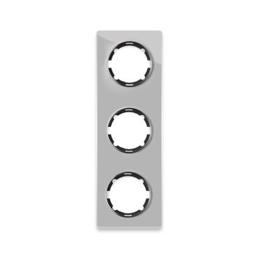 Glas-Abdeckrahmen für Lichtschalter, Steckdose 3fach, senkrecht, Unterputz, Serie: Garda, grau