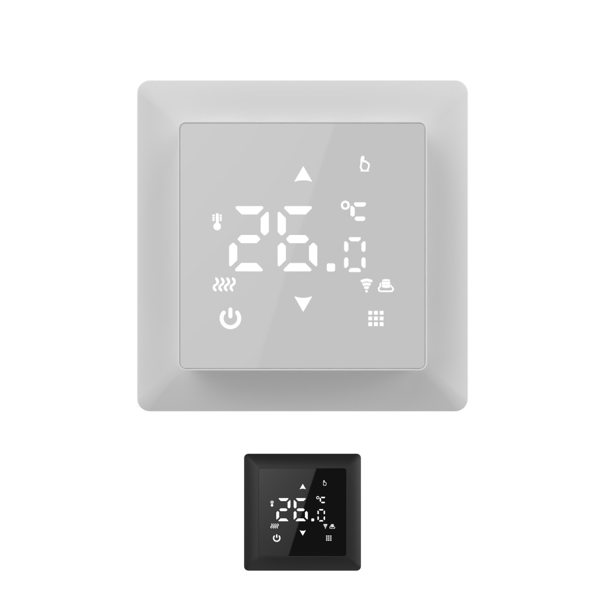 WARMON Design Touchscreen Temperaturregler, Smart Thermostat TS100 WiFi für elektrische Fußbodenheizung Amazon Alexa & Google Home in Weiß
