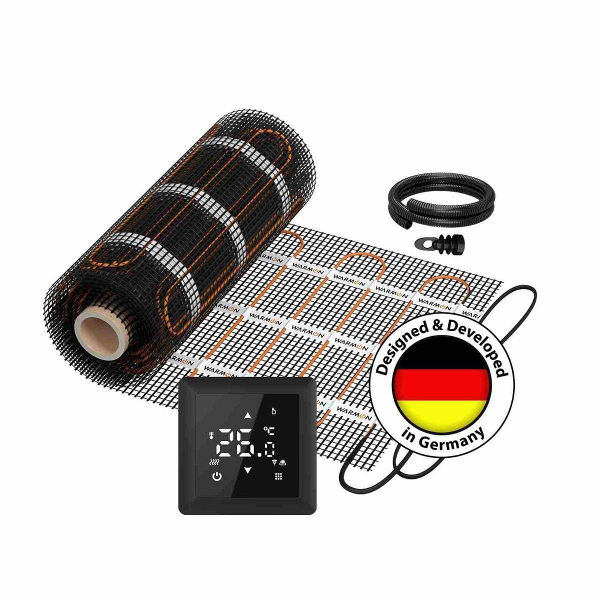 WARMON elektrische Wandheizung vertikal: Heizmatte WARMON CLASSIC LIGHT 100 W/m² mit Thermostat ТS 100 Touch schwarz - 3 m²