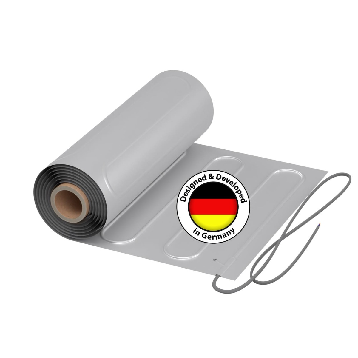 WARMON Fußbodenheizung: Zweiader-Heizmatte WARMON ALU 150 W/m² für Parkett, Laminat, leichte Montage, Festwiderstandsheizkabel mit Trägergewebe - 4 m²